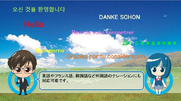 合成音声ナレーションは外国語のナレーションにも対応可能です