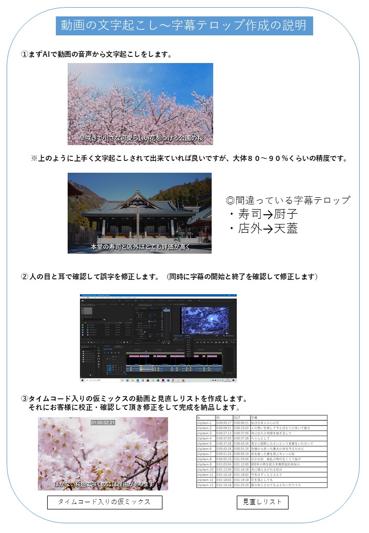 動画の文字起こし~字幕テロップ作成の説明
